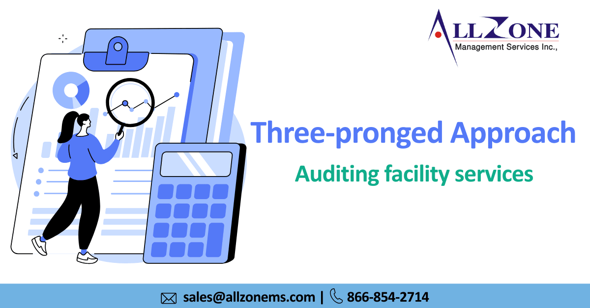 Auditing facility services using a three-pronged approach